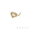 MULTI CZ BIG AND SMALL HEART 316L SURGICAL STEEL L-SHAPE NOSE RING